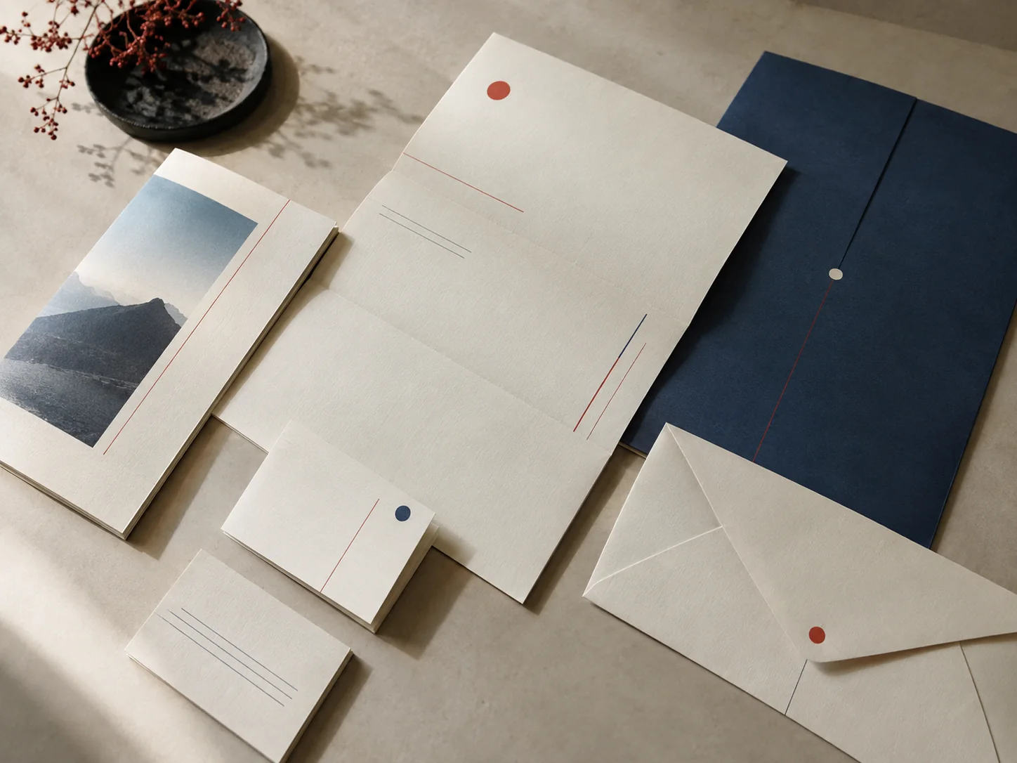 Stationery and business communication pieces